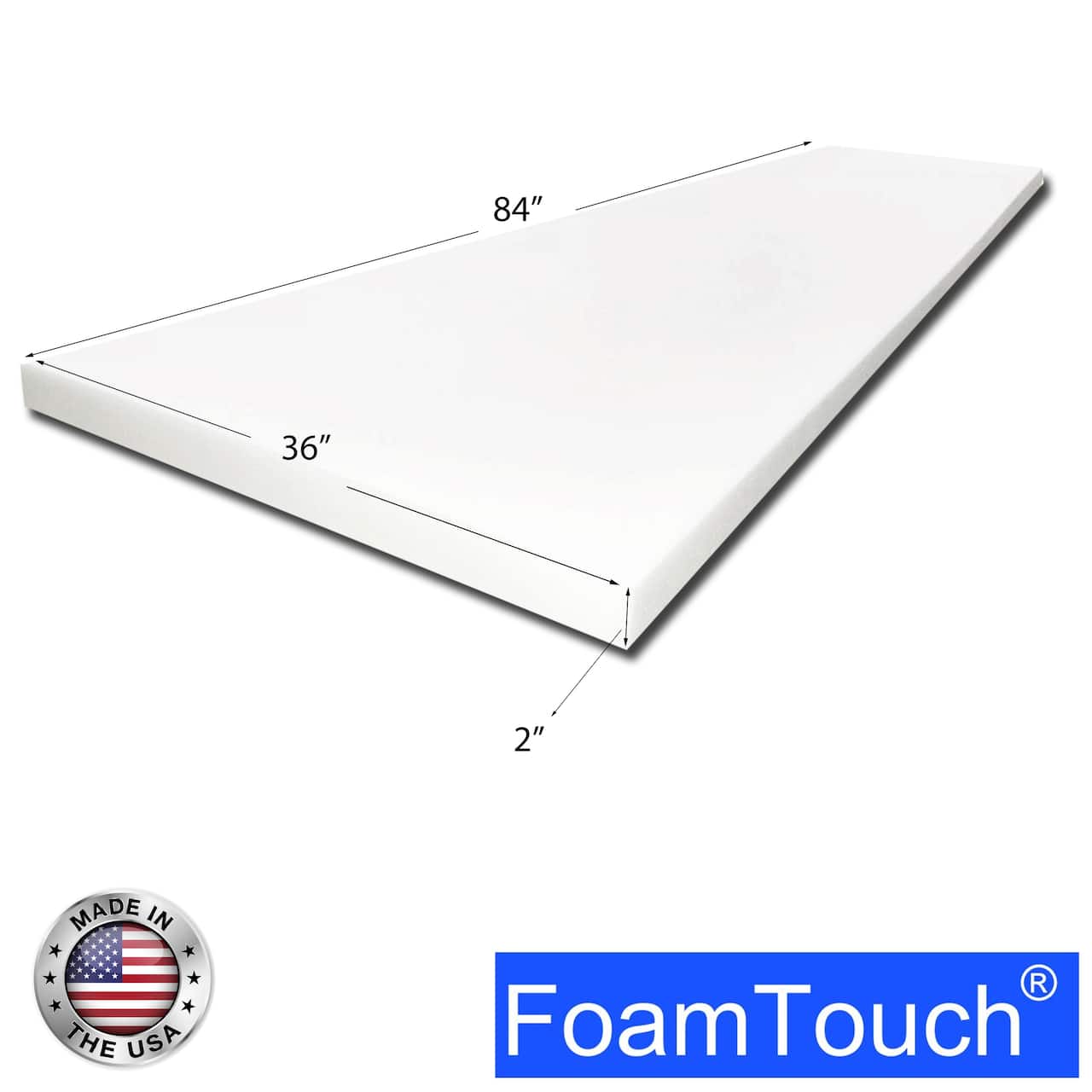 FoamTouch® 2" x 36" x 84" High Density Upholstery Foam